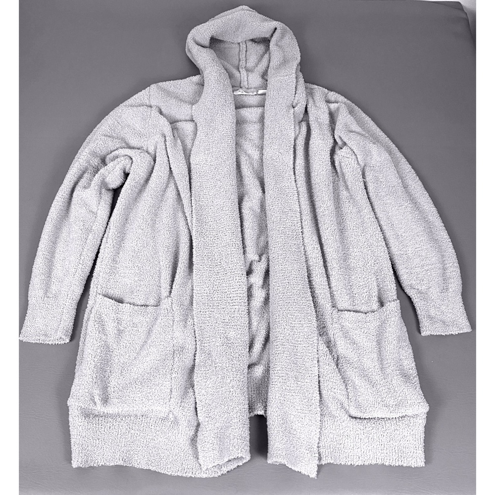 RD Style Cardigan Sweater Plus Size 2X Lavender Fuzzy Hooded Open Front *Flaw*